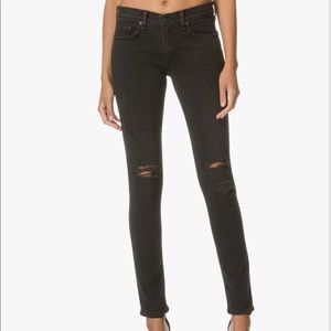Rag & Bone jeans, The Skinny in Soft Rock w/ Holes